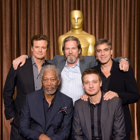 Colin Firth, Morgan Freeman, Jeff Bridges, Jeremy Renner und George Clooney (Foto: Todd Wawrychuk / ©A.M.P.A.S.)