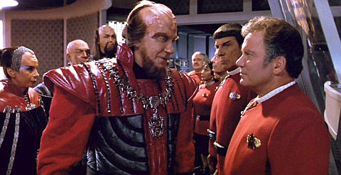 Klingonen sowie Doohan, Nichols, Takei, Kelley, Nimoy und Shatner in «Star Trek VI: The Undiscovered Country»