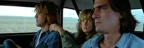 Dennis Wilson, Laurie Bird und James Taylor in «Two-Lane Blacktop»